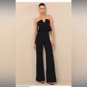 Lulus Black Strapless Jumpsuit NWOT